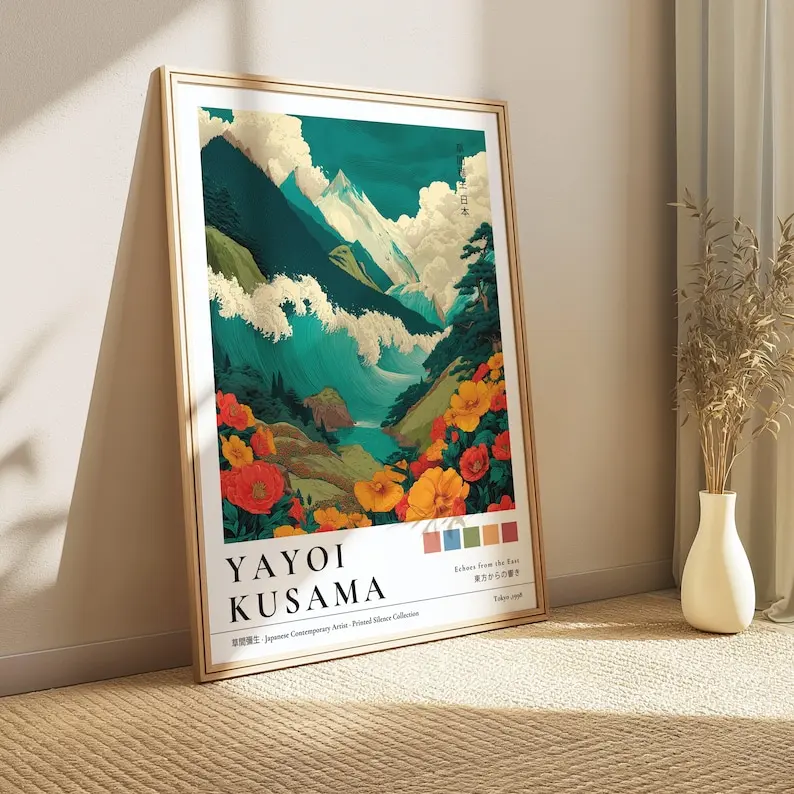 1/3 Stück Korallenriff Yayoi Kusama Leinwanddrucke Pilze Mount Fuji Japanische Wandkunst Poster für moderne Wohnzimmer Home Decor – Detail 4