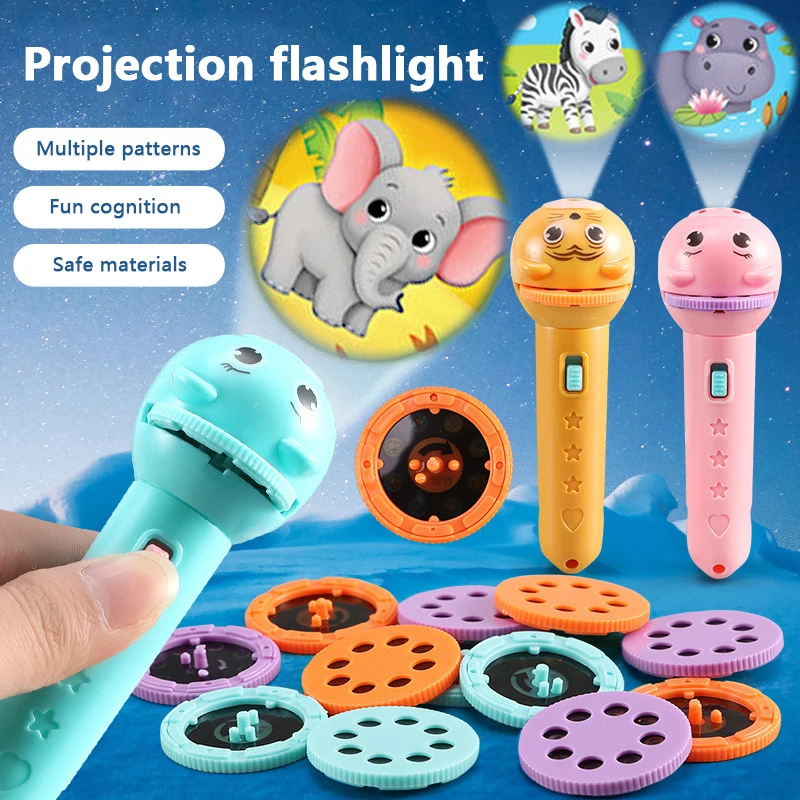 

Kid Flashlight Storybook Torch HD Animation Cartoon Early Educational Toy Handed Projector Learning Education Toys For Children