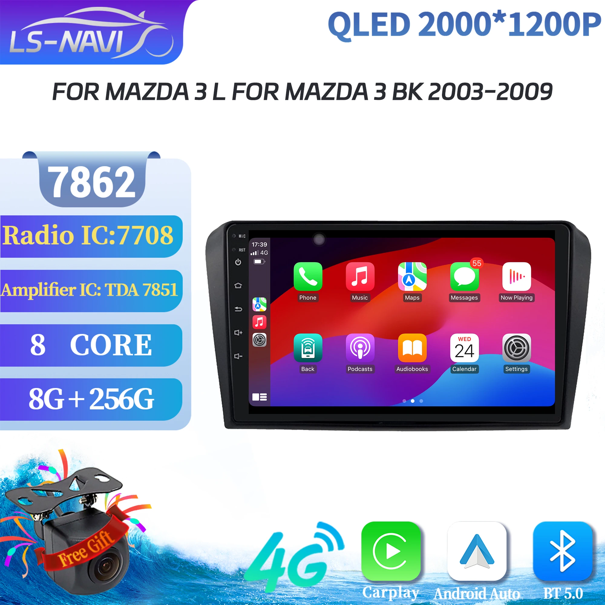 

Android 14 For Mazda 3 l For Mazda 3 BK 2003-2009 Multimedia BT CarPlay Car Radio Multimedia Auto Navigation 2K QLED Screen Ster