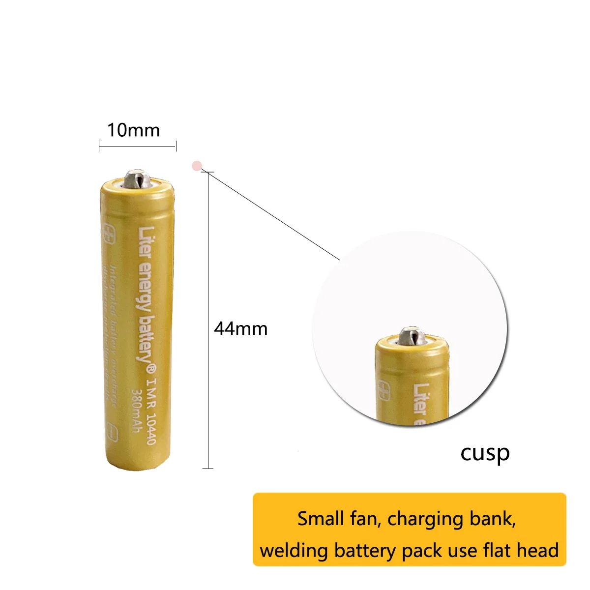 Litrowy akumulator energetyczny 3.7V 380mAh o dużej pojemności 10440 litowo-jonowy do latarka LED reflektorów