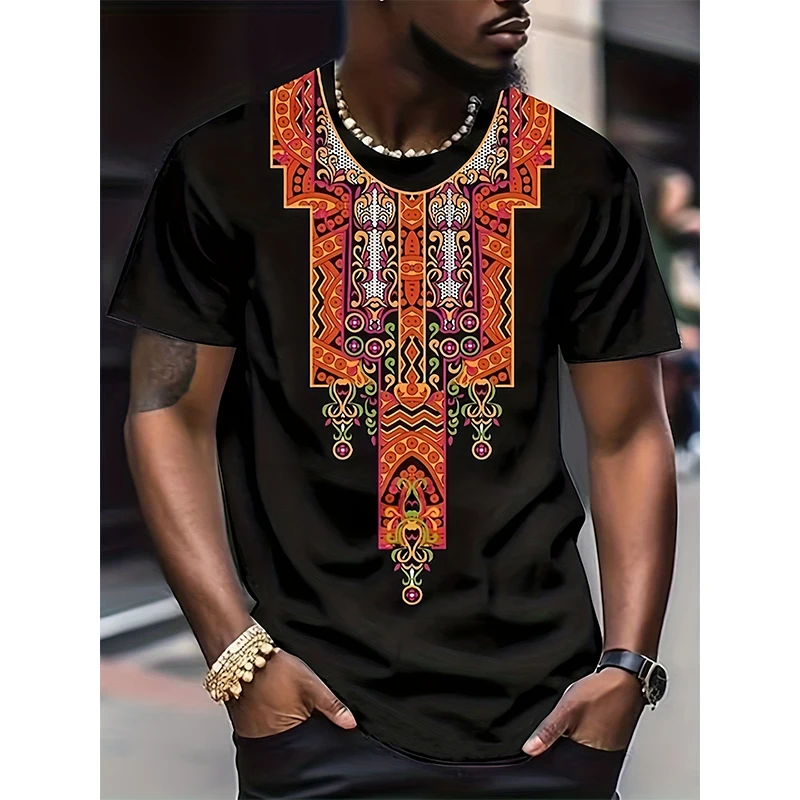 African Ethnic Style T-Shirts Tribal Dashiki 3D Print Men\'s Women Short Sleeve T Shirt Oversized Harajuku Y2k Tops Tees Clothing