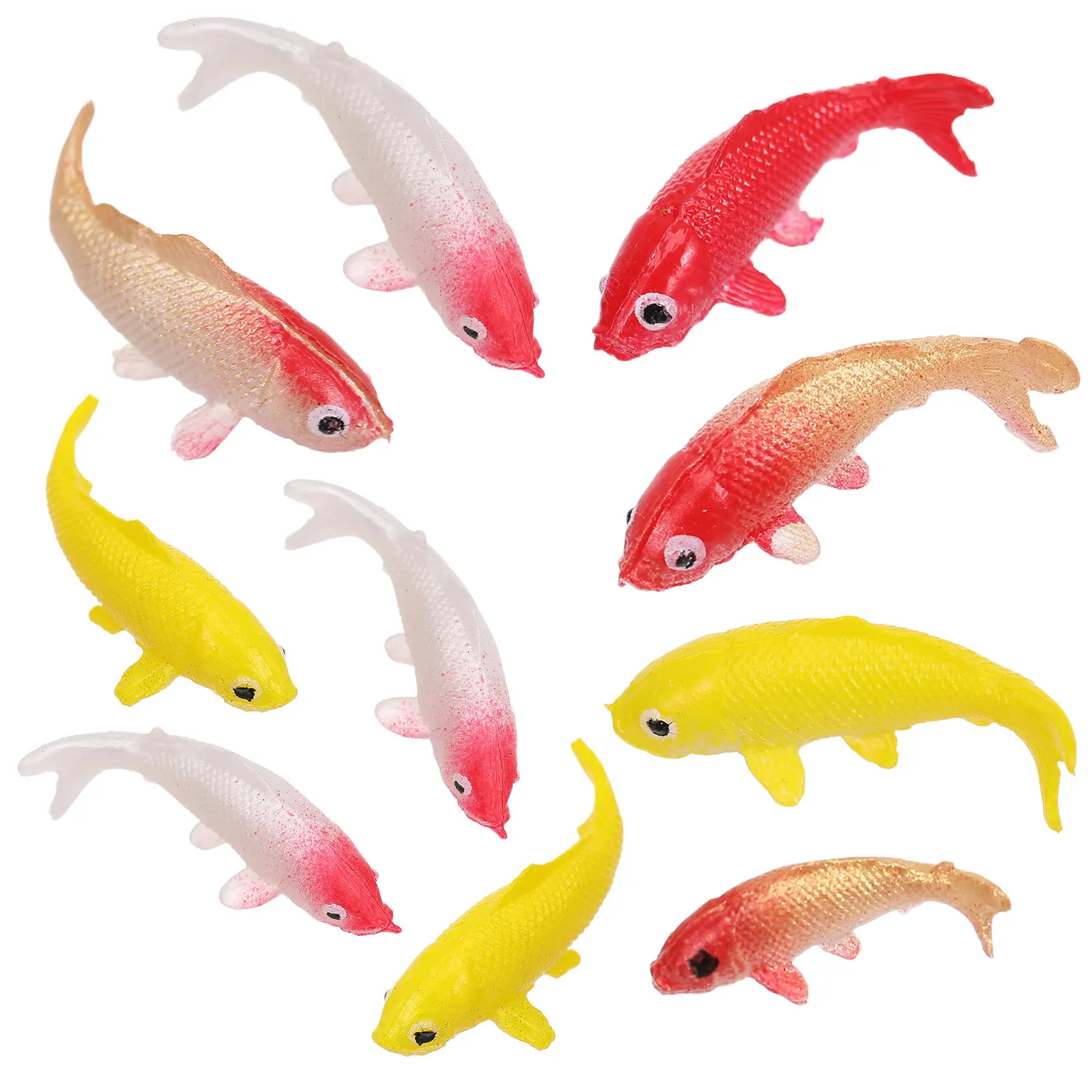 

10Pcs Realistic Mini Fancy Carp Decorative Fish Figures for Tiny House Dollhouse Miniature Scene Aquarium Tank Landscape