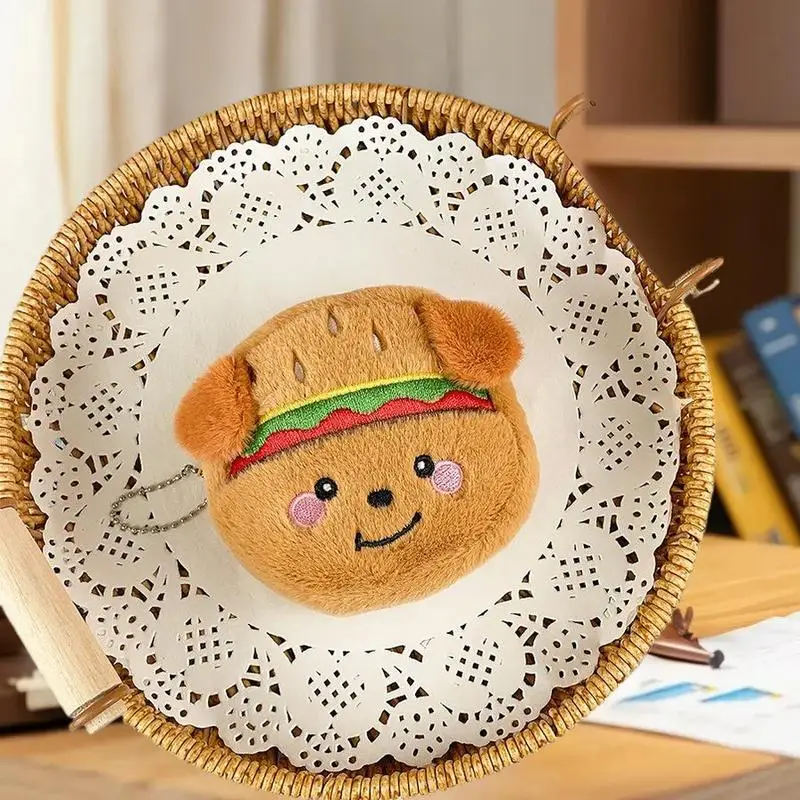

Cartoon Hamburger Pooch Stuffed Plush Coin Purse Animal Earphone Storage Bag Cute Small Wallet Present