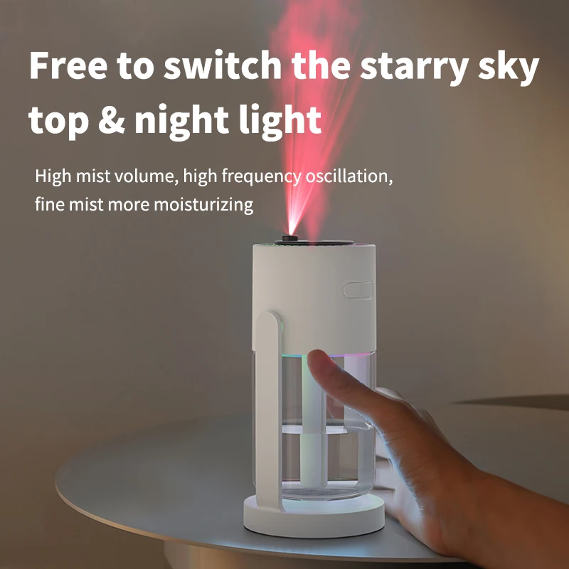 Umidificador de luz ambiente colorido giratório céu estrelado com pequeno conjunto de aromaterapia interna portátil oscilante USB para casa