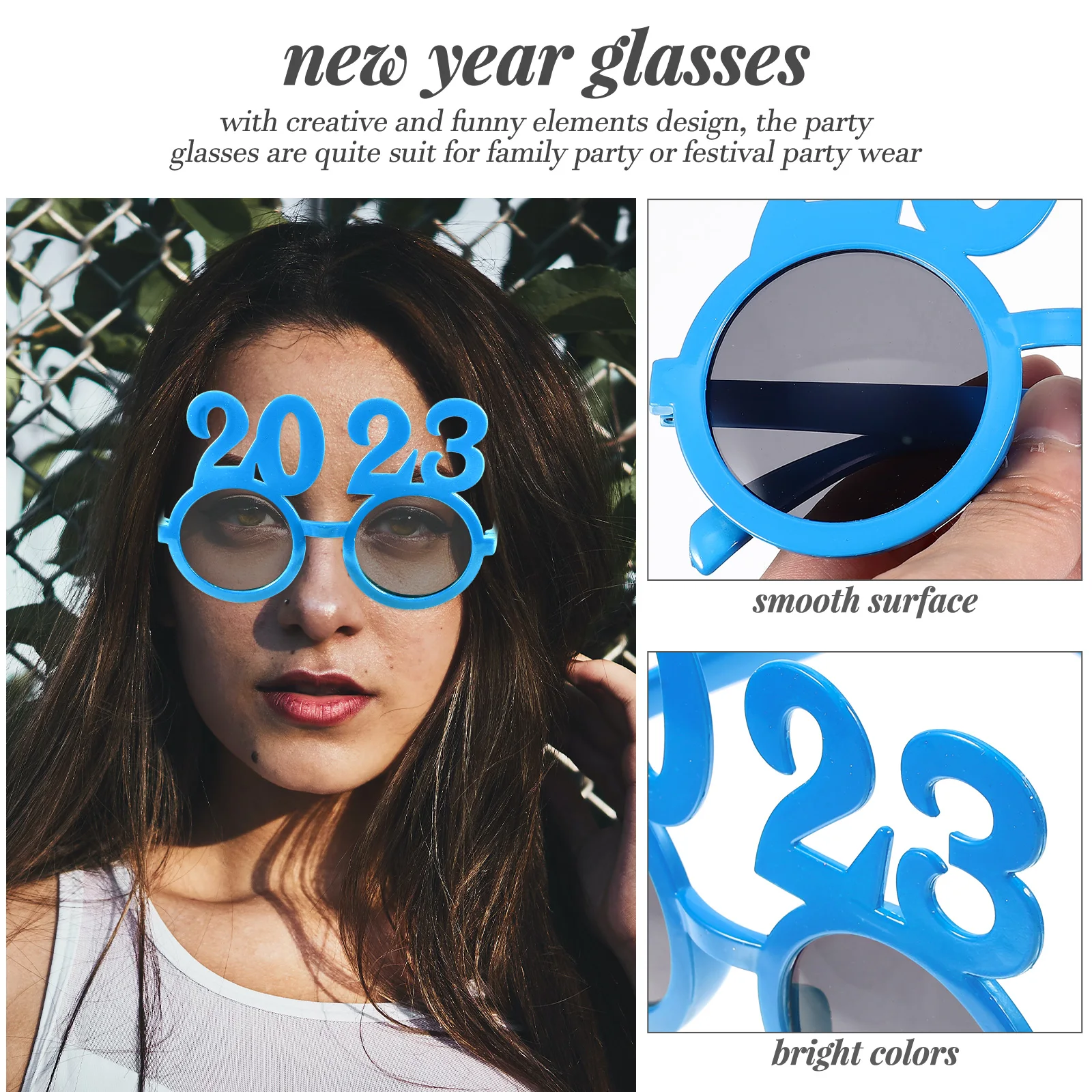 

2023 Novelty Eyeglasses Distinctive Design Safe PC Material Party Costume Accessory New Year Decorations Gifts Favors