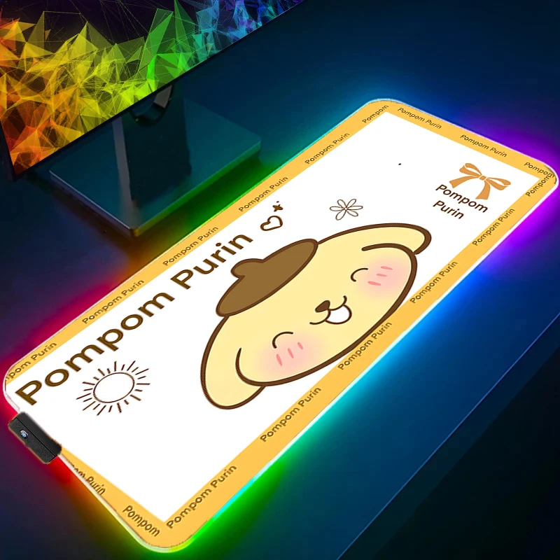 

Anime Gaming Mouse Pad S-sanrio LED Gamer Large Kawaii XXL Mouse Mat Backlight Keyboard Cartoon Mousepad RGB Computer Desk Mat