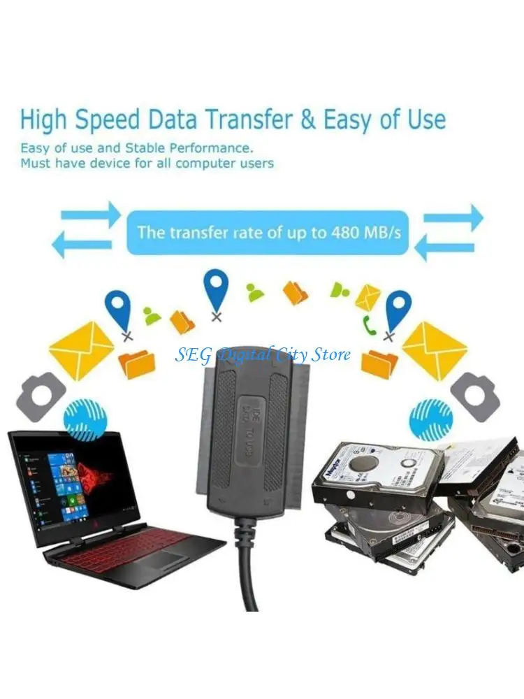 

U75B Plugs and Play USB2.0 Adapter Cable for IDE 2.5in/3.5in Hard Disks and Devices with Fast Data Transfer