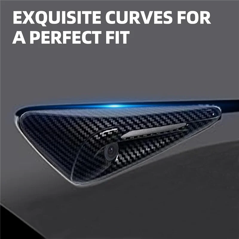 

Excellent-Car Side Camera Cover Trim Turn Signal Camera Fender Cover Accessories For Tesla Model 3 Y S X 2017-2024 Carbon Fiber