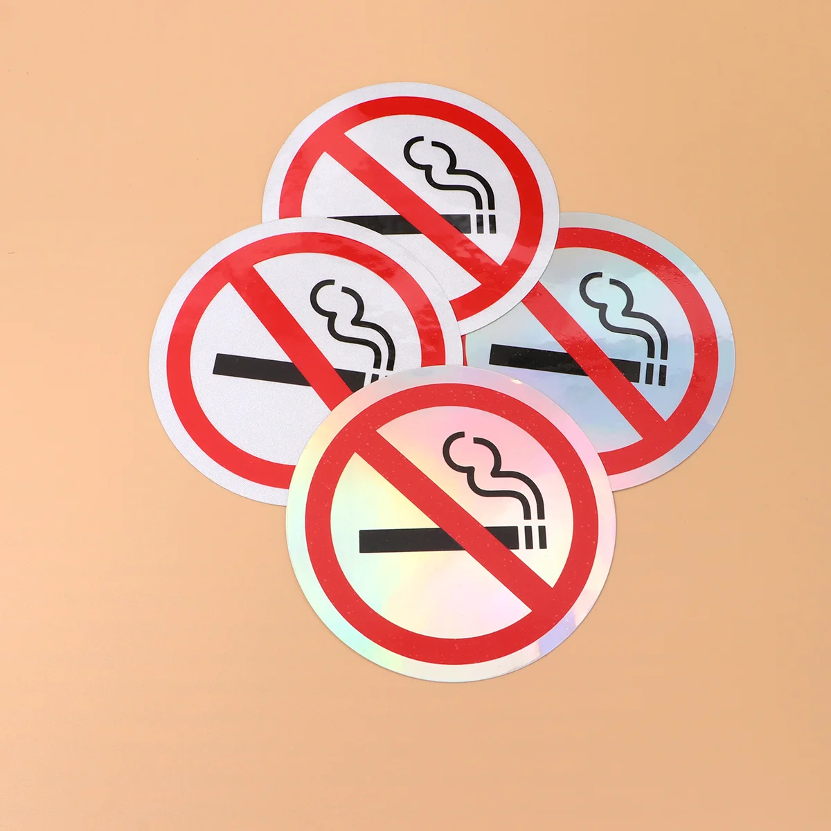 

4 Pcs Car Stickers No Smoking for Vehicles Warning Sign Reflective Decal Poster