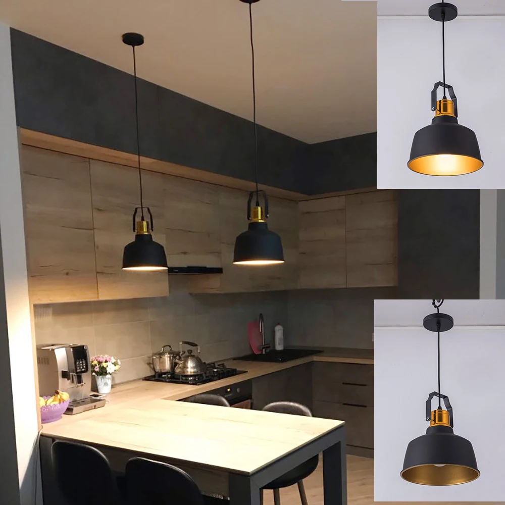 

Gold black Led pendant light with E27 lamp base hang lamp modern pendant with AC110V AC220V high power 12W bright bulb