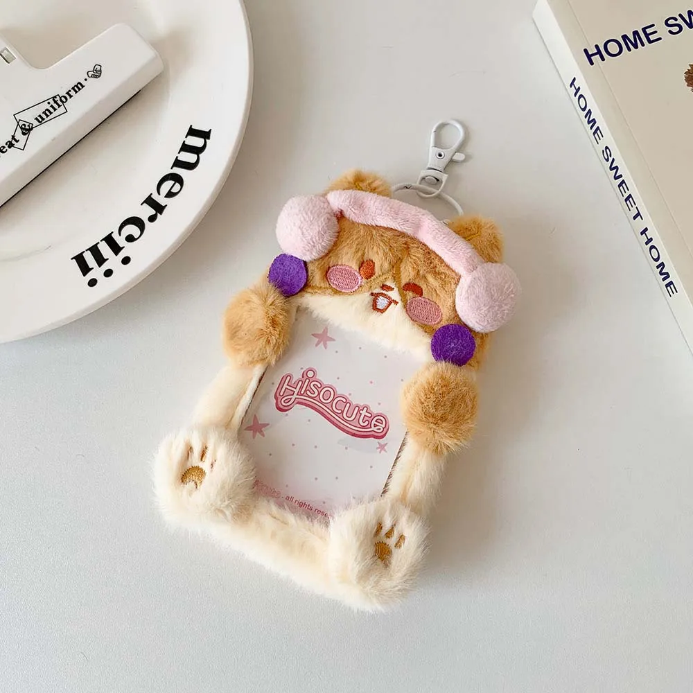 Animals Cartoon Photocard Holder Devil Cat Protective Case Capybara Keychain Ins Capybara Bear Plush Hollow Photo Frame Student