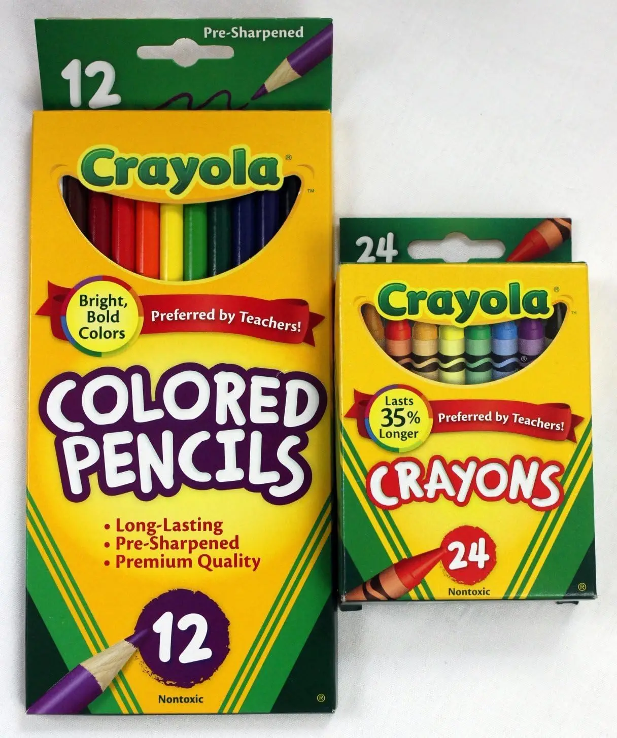 

12ct Pre-Sharpened Colored Pencils & 24ct Crayons Bundle for Kids Art Supplies, Vibrant Colors, Ready to Use