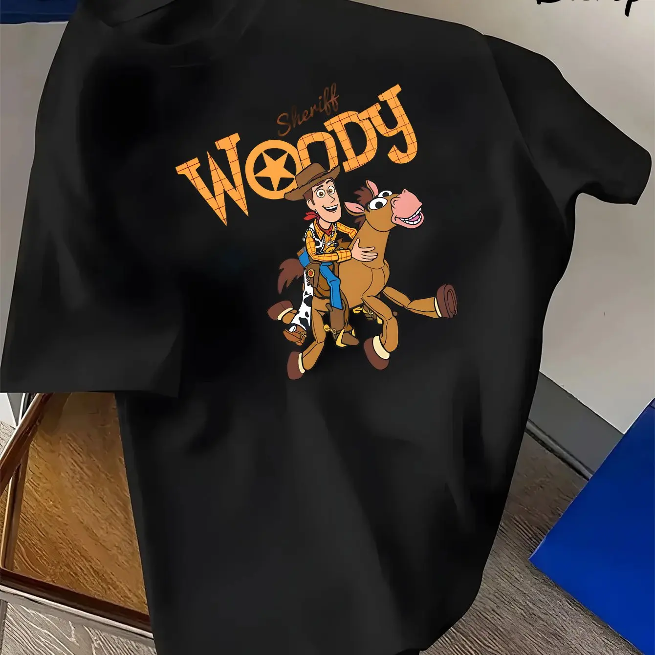 تي شيرت رجالي من Toy Story Sheriff Woody صيفي جديد غير رسمي للرجال والنساء فستان للزوجين في الشارع #3