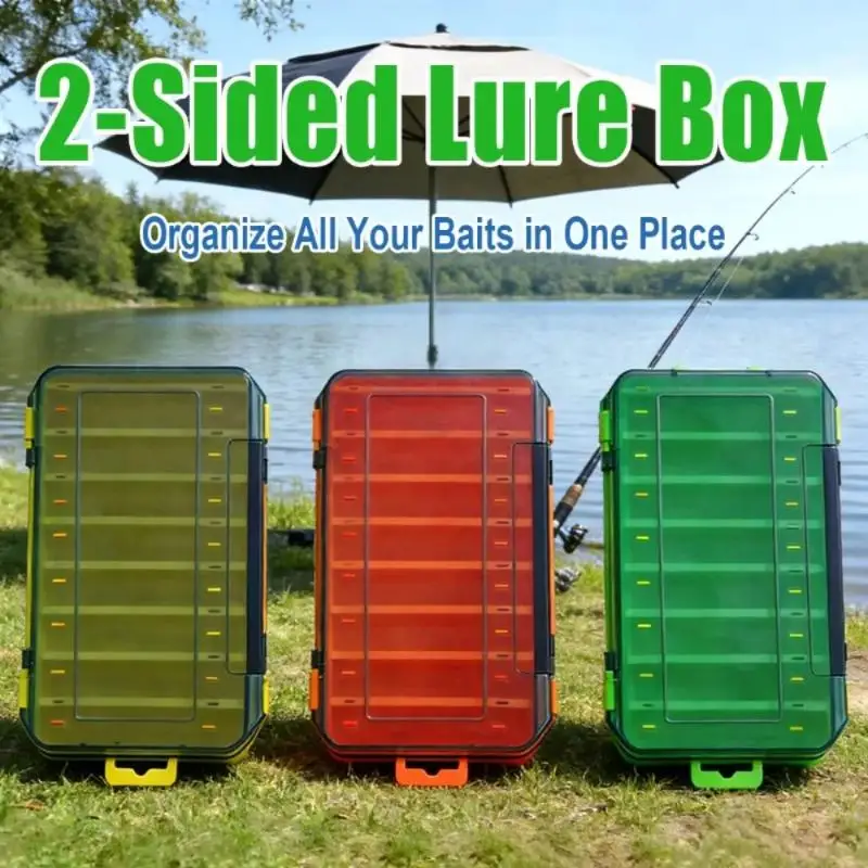 Double Sided Fishing Lure Box Large Capacity Shockproof Durable For Outdoor Freshwater Saltwater Fishing