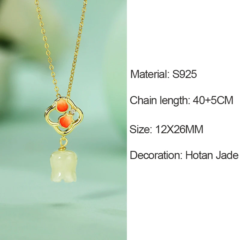 

Women's Sterling Silver Bell Orchid Bracelet National Style Small Fresh Design Hotan Jade Jewelry Sweet Appointments Accessory