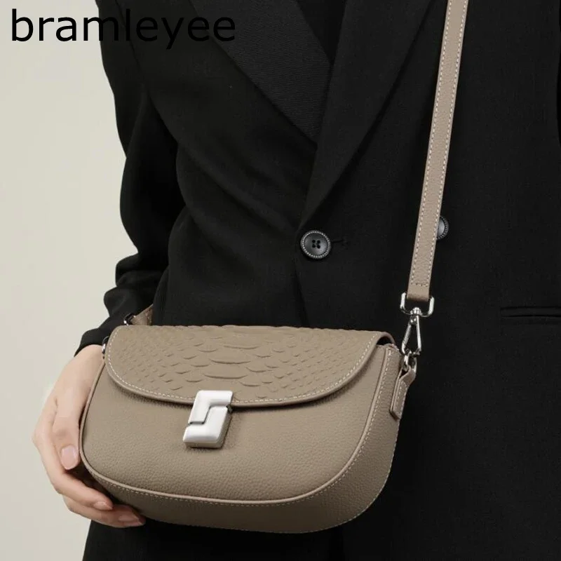 Genuine Leather Woman Bag Cowhide Shoulder Bag Soft Leather Minimalism Luxury Bags Womens High Quality 2024 Ladies Crossbody Bag