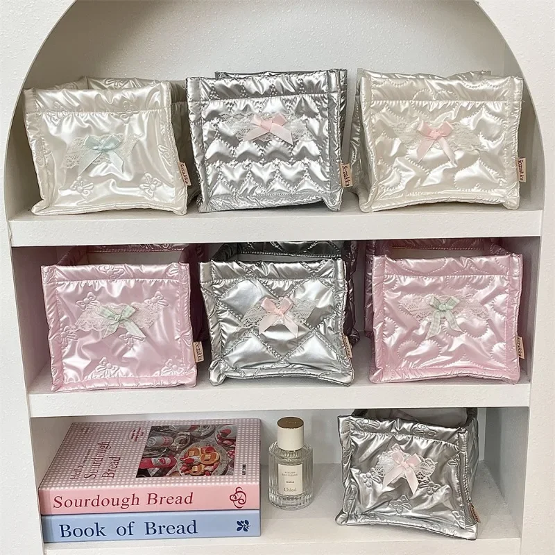 1 Parça Tatlı Kız Makyaj Organizatör PU Parlak Deri Moda Düz Renk Kozmetik Tutucu sevimli Masaüstü saç tokası Kırtasiye Kutusu