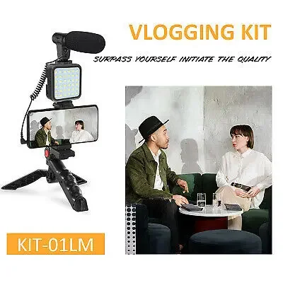 طقم إضاءة LED لميكروفون الفيديو للهواتف الذكية لهاتف iPhone YouTube Live