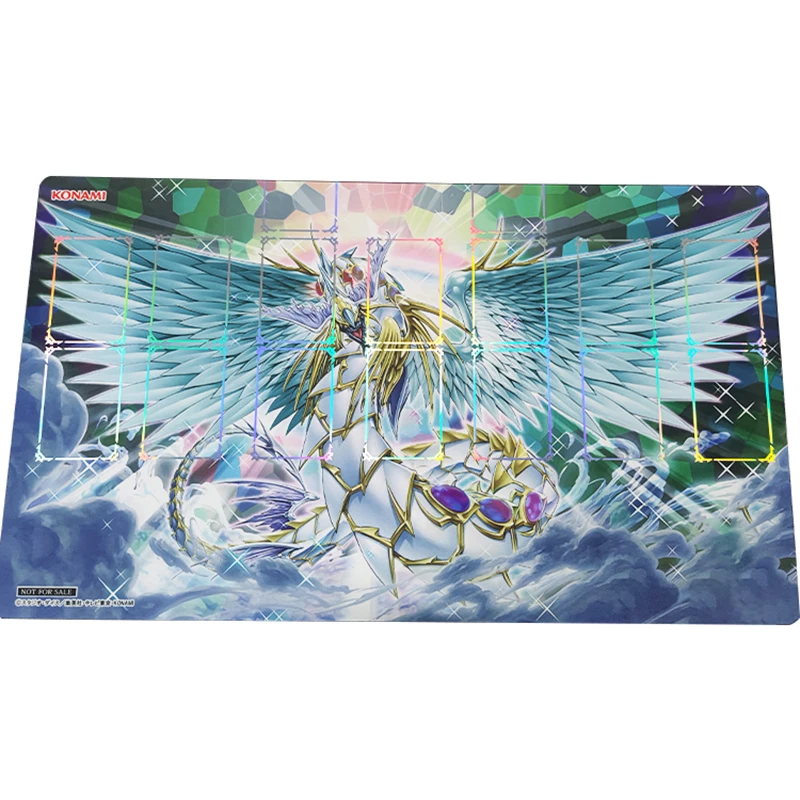 

2mm No Stitched Edges YGO Crystal Beast Rainbow Dragon Foil Holographic Shinny Holo Playmat Collection Game Mat Free Storage Bag