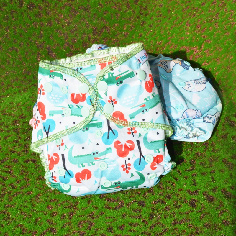 Miababy Print Bamboo Velour Cloth Diaper Heavy Wetter AIO/AI2 Waterproof Bamboo Cotton insert Cloth Diaper