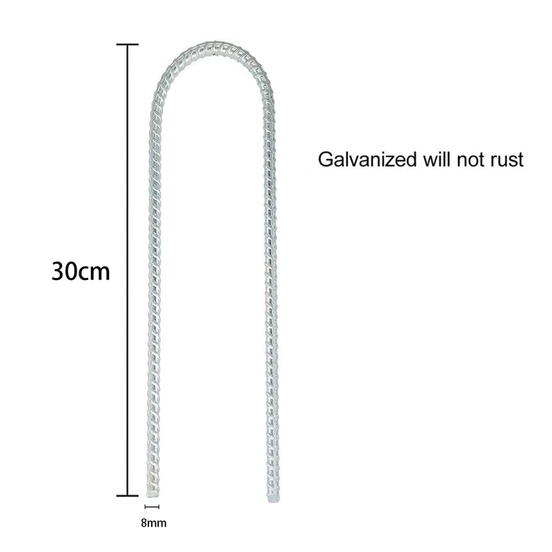 B62B-6Pcs Garden Ground Rebar Stakes Tent Nails Galvanized Steel U Pegs Gardening Anchors, Heavy Duty Landscape Pins 12 Inch