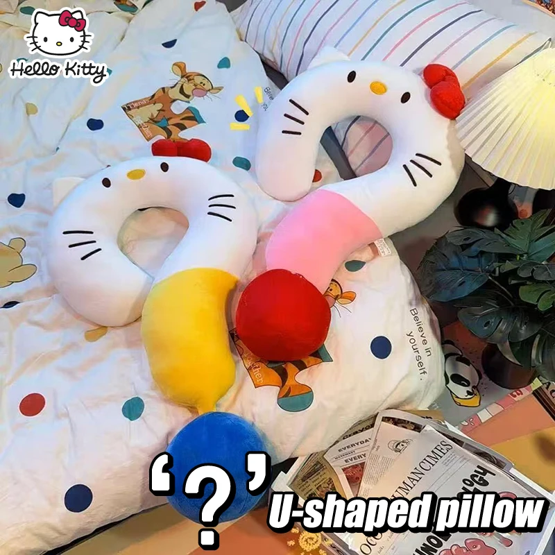 

Милая U-образная подушка Hello Kitty, аниме, мультяшная креативная подушка Kt Cat, вопросительный знак, подушка для шеи, домашняя, путешествия, офисная, мягкая подушка, подарки