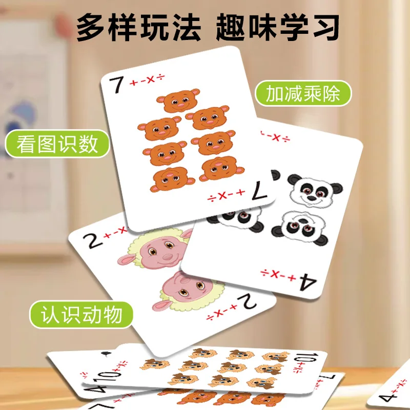 Training Cards for Addition, Subtraction, Multiplication, Division, Teaching Aids for Mental Arithmetic and Speed Calculation