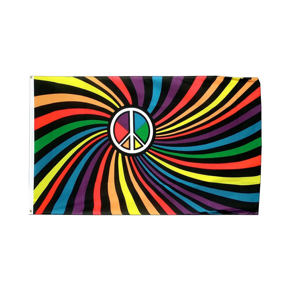 Fast Delivery 100% Polyester Rainbow Swirl Peace Flags