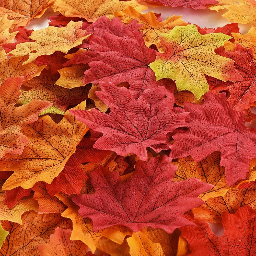 

200pcs Artificial Maple Leaves 8Cm Multicolor Realistic Fall Decor For Wedding Party Scrapbooking Autumn Home Decoration
