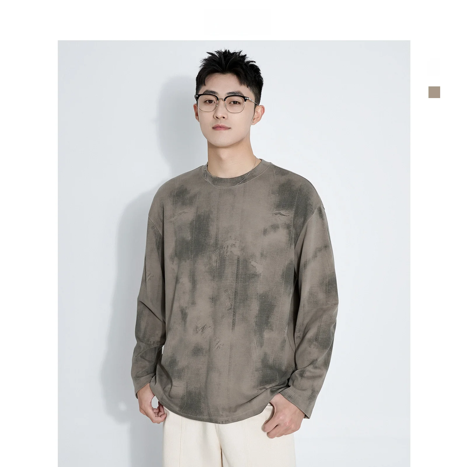 Retro Tie Dye Long Sve Men's T-irt Autumn New Sle Couple Base Layer Trendy Streetwear Loose Fit Overhead Hoodie