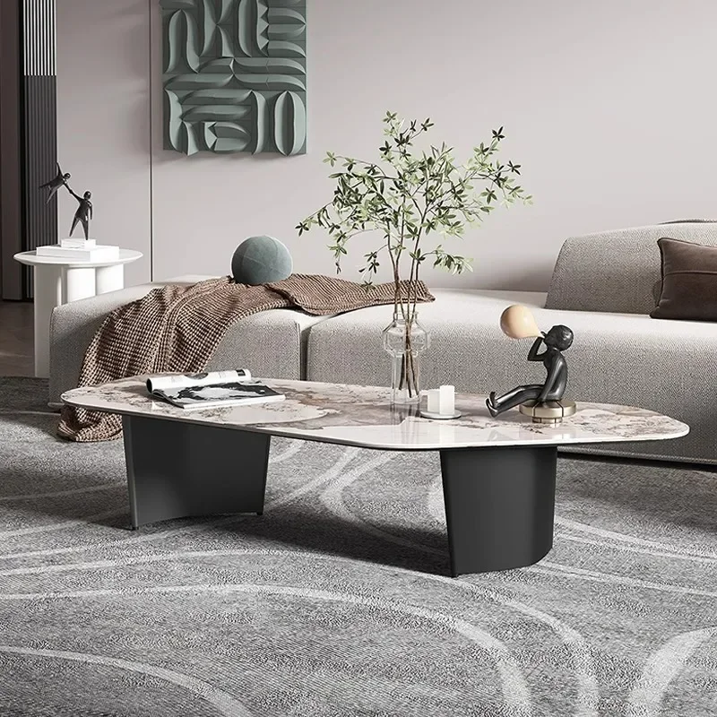 Italian light luxury rock plate coffee table, irregular special-shaped design simple modern home Internet celebrity