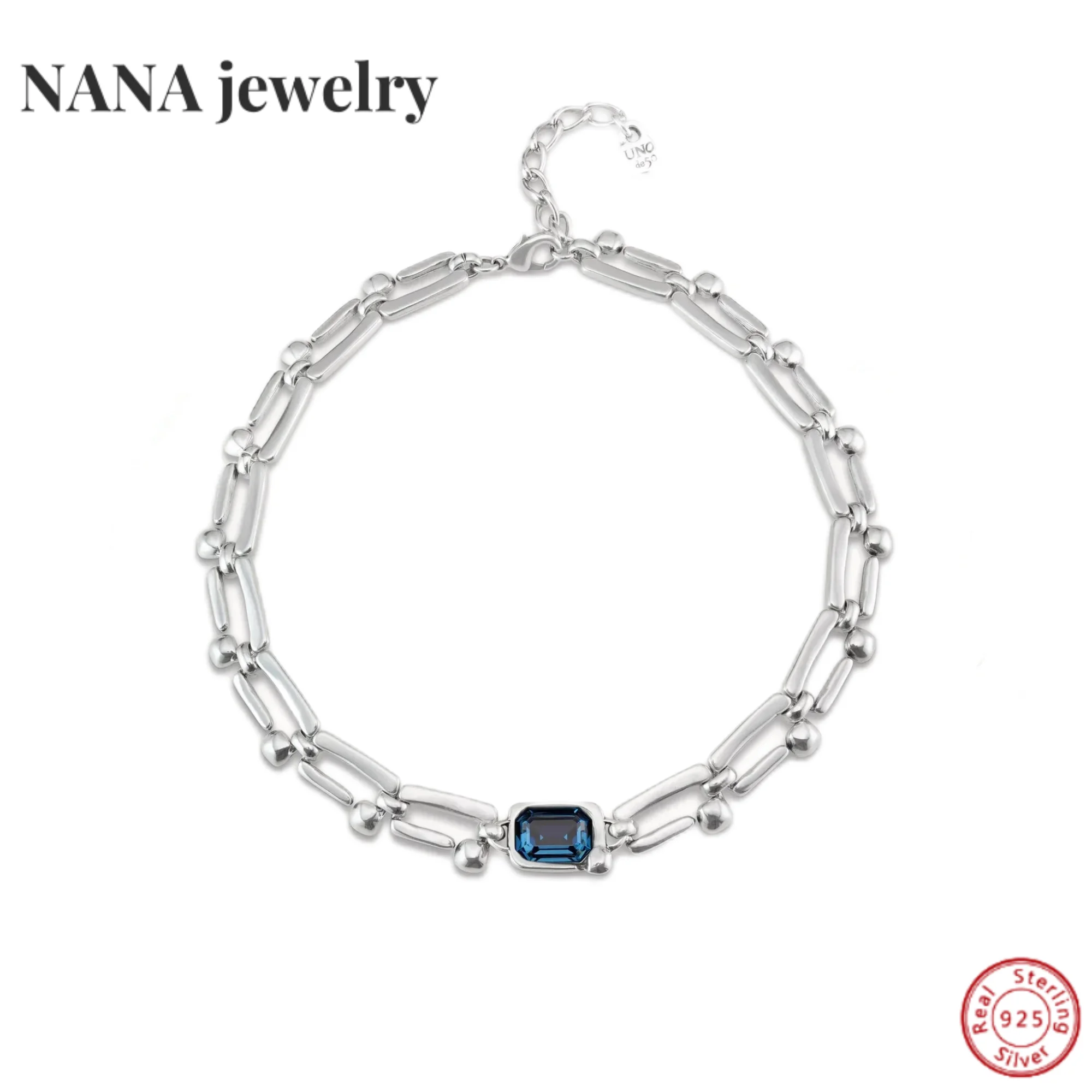 

Женское квадратное ожерелье с голубым кристаллом, простое и персонализированное ювелирное изделие, высококачественный подарок, новый испанский продукт