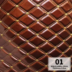Embroidered Thick Sponge Artificial PU Leather Fabric For Upholstery Furniture Car Floor Background Door Decor Faux Leather