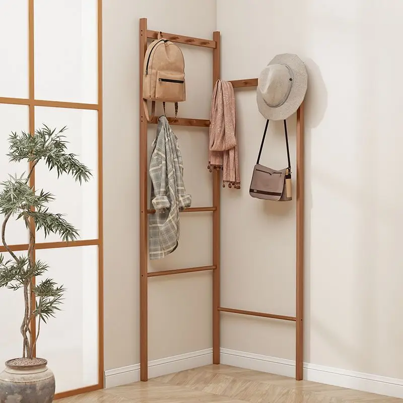 

YFY hanger floor-to-ceiling bedroom corner coat rack storage Solid wood does not take up space Easy hanging clothes bags