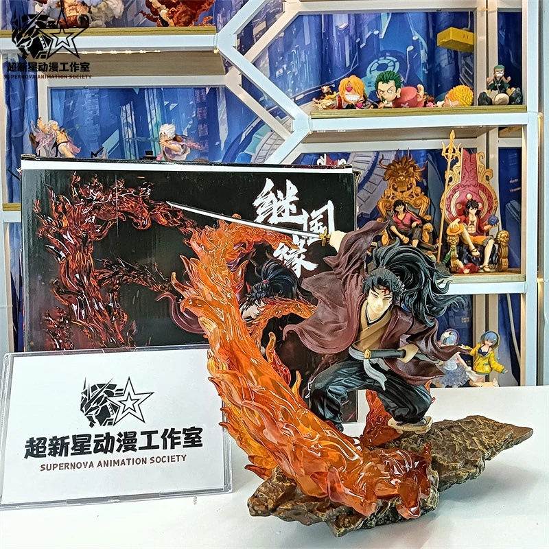 Bandai 21cm Demon Slayer Figures Kokushibou Vs Tsugikuni Yoriichi Action Figure Anime Model Collection Luminous Version Gifts