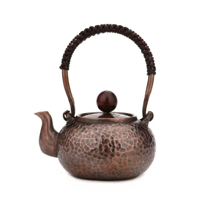 300/500 ML Handmade Small Copper Pot Vintage Red Copper Teapot Handle Hammer Point Small Bubble Pot Copper Tea Set