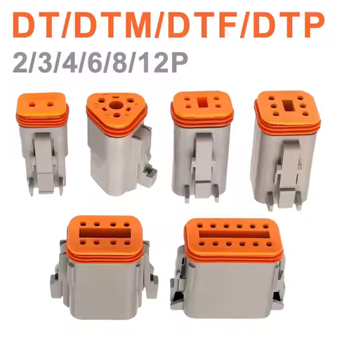DT Flange Plug Socket Deutsch Type DTP/DTM Connector 2P/3P/4P/6P/8P/12P Electrical Waterproof Connector 22-16AWG