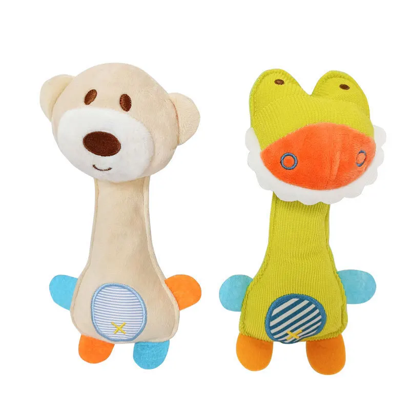 Baby Animal Hand Grasp Rattle Infant Toy Squeeze Shaker Sensory Teether Soft Shake Ring Soothing Toy For Newborn Toddler Kids