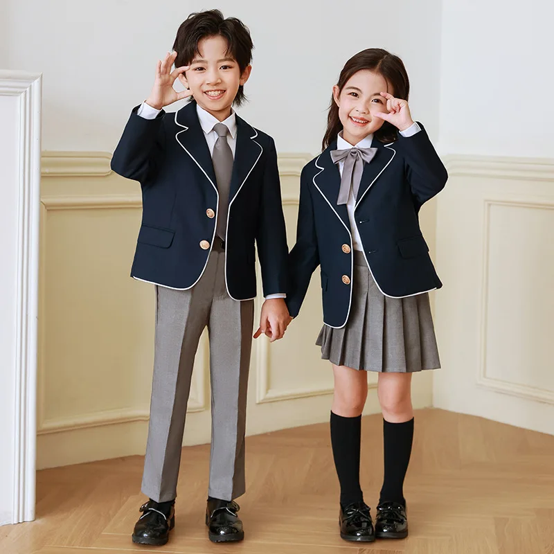 2024 Clibeso Formal Suit Sets for Children Kids British Style Kindergarten Uniforms Sisters and Brothers Matching Outfits 5 Pcs