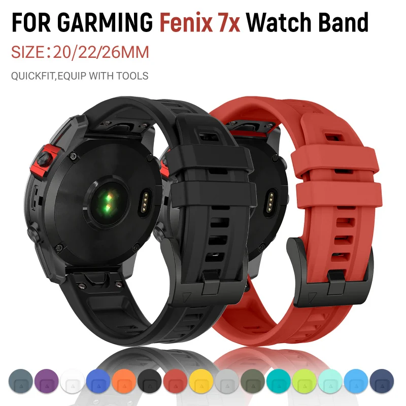 

QuickFit Silicone Strap for Garmin Fenix7/7X/6/6X/5Plus | Breathable, Sweat-Wicking Easy Installation Non-Water Resistant