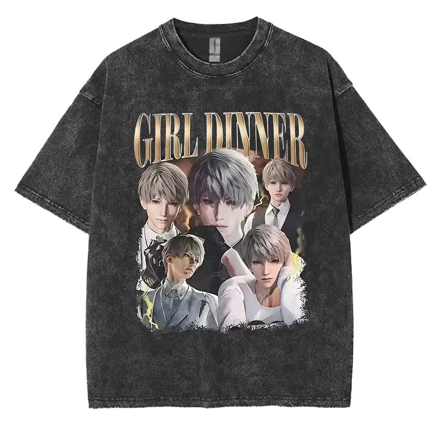 Funny Girl Dinner Caleb Graphic T Shirt Love and Deepspace Oversized Cotton T-Shirts Fashion High Quality Vintage Washed T-Shirt