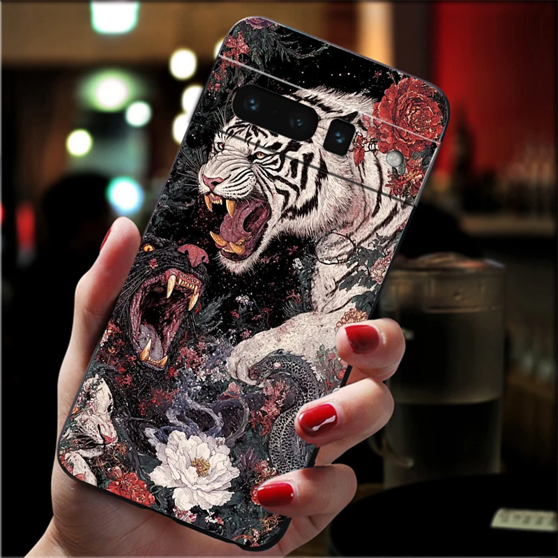 구글 픽셀 10 프로 XL 9 프로 XL 9A 8 7 6 프로 픽셀 8A 7A 6A 픽셀 8 7 6 5 호랑이 아트 폰 케이스