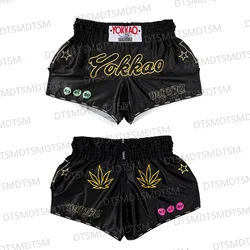 2024 New Vintage WAX CARBONFIT Black Muay Thai Boxing Shorts DrawstringTaekwondo Training Martial Arts Kids/Adullt