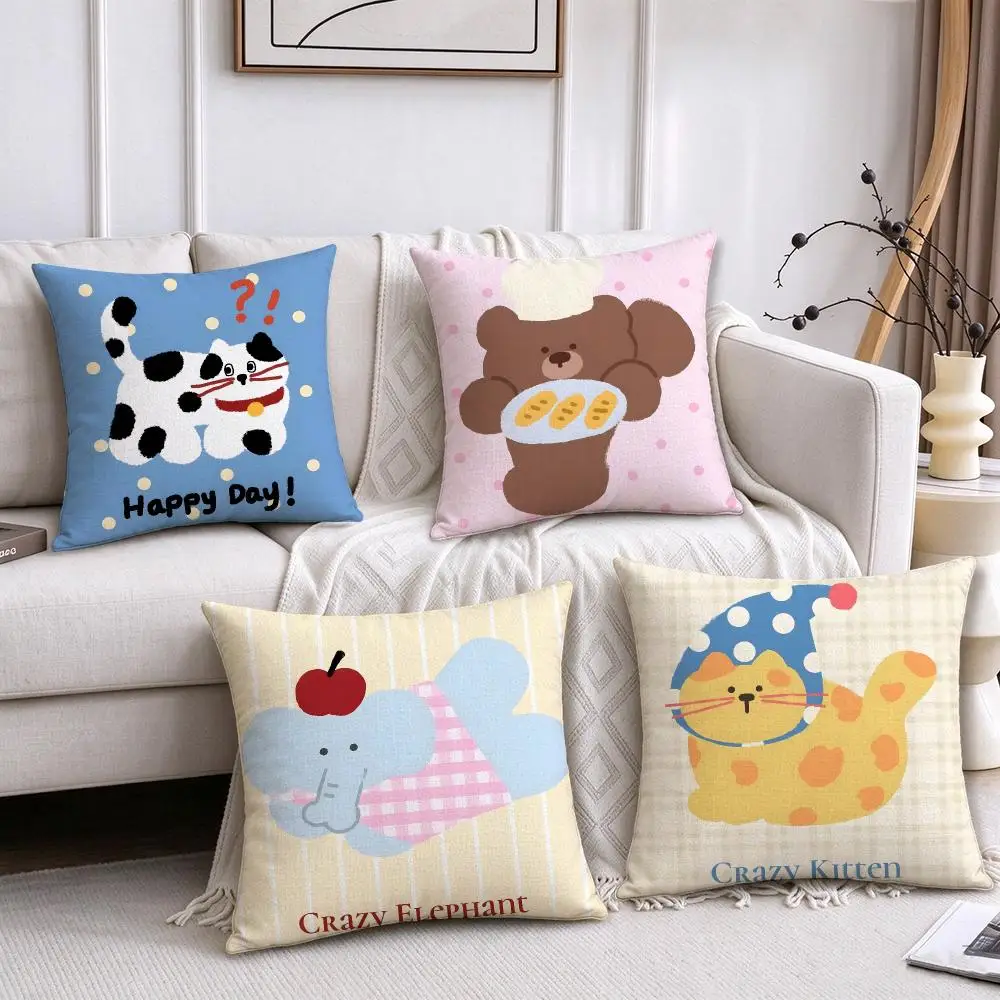 Original Dopamine Style Little Animals Cushion Cover Pillowcase Double sided Printed Sofa Cushion Bedroom Headboard