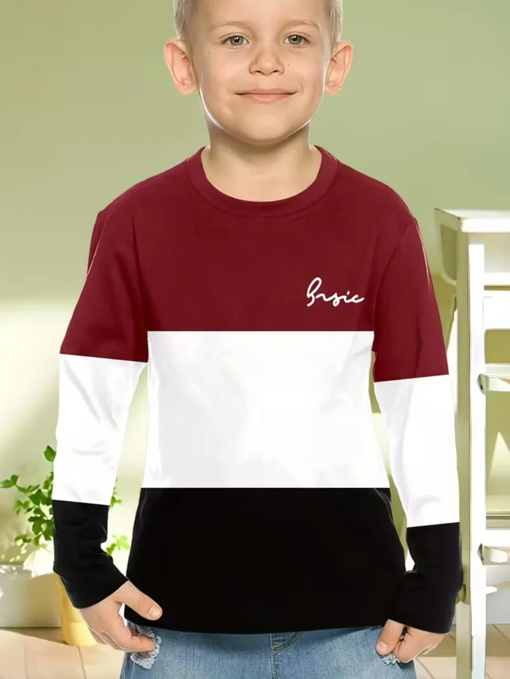 الخريف الكلاسيكية Boyst-قميص في الهواء الطلق جولة الرقبة طويلة الأكمام أعلى شريط ثلاثية الأبعاد طباعة الشارع فضفاض تي شيرت الراحة ملابس الأطفال #4