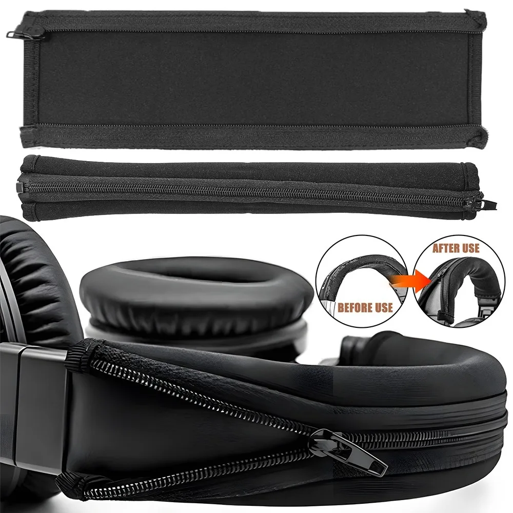 Сменный чехол на голову, 1-2 шт., для Audio Technica ATH-M30 M40 M50 M50X M50S M40X M20X M30X, защитный чехол для наушников на молнии Сменный чехол на голову, 1-2 шт., для Audio Technica ATH-M30 M40 M50 M50X M50S M40X M20X M30X, защитный чехол для наушников на молнии