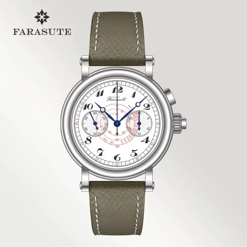 FARASUTE New 40mm Retro Chronograph Wristwatches Waterproof Seagull ST19 Mechanical Men's Watch Sapphire Crystal Reloj Hombre