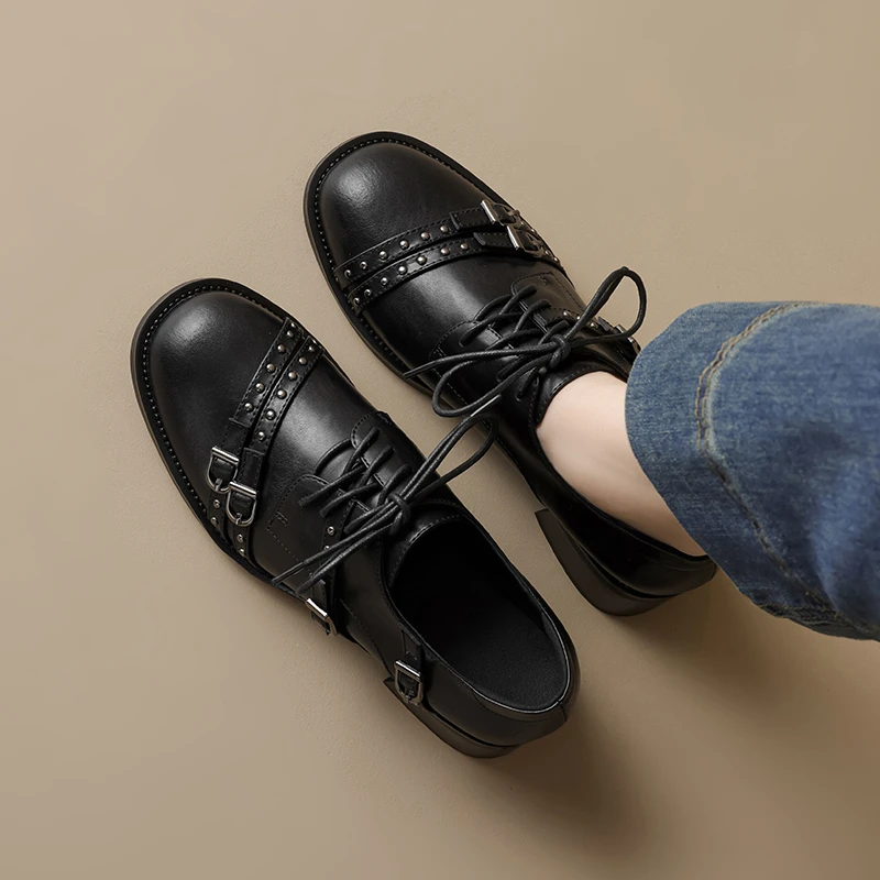 الصلبة اللون مضخات النساء جلد العجل جولة تو الربيع أزياء السيدات اللباس أحذية كعب سميك 4.5 سنتيمتر اليدوية