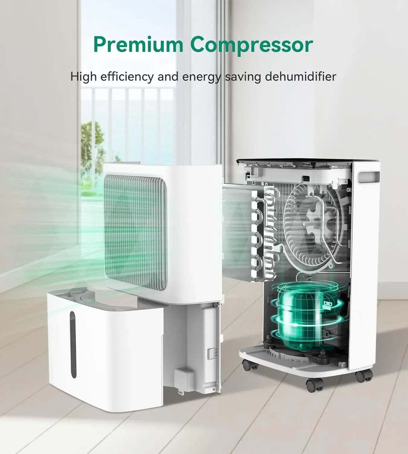 Veagaso-排水ホース付き除湿機、最大34パイント、2500平方フィート、家庭、広い部屋、バスルーム、3つの動作モード用