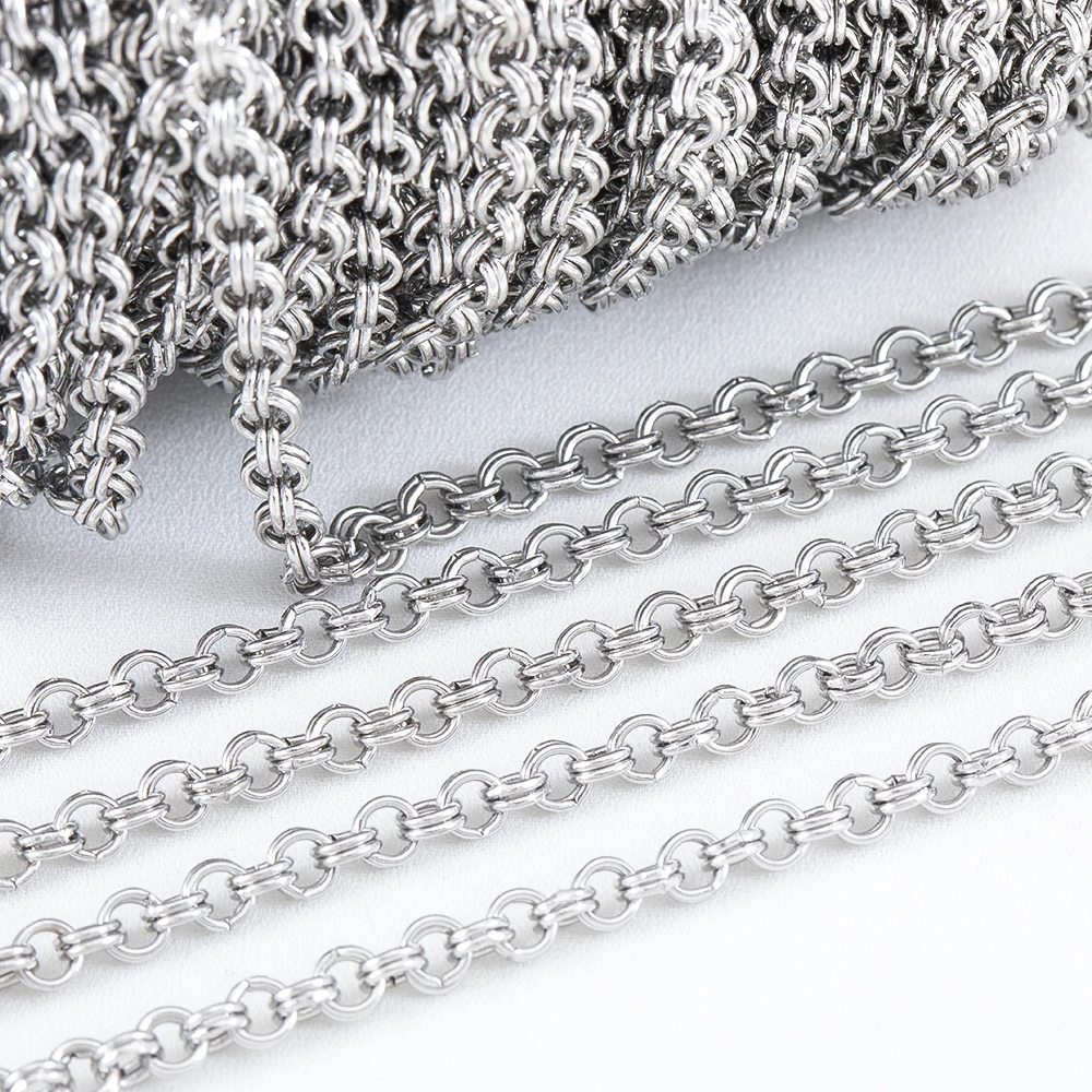 1Meter Stainless Steel Double Rings Link Chain 4mm Simple Circle Chains for DIY Necklace Bracelet Bag Chain Jewelry Findings